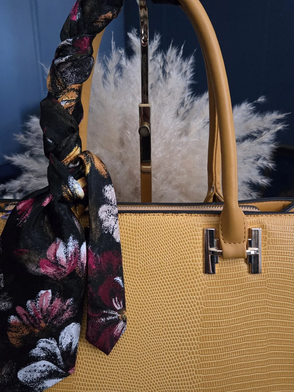 Mustard Satchel Handbag w/ Men’s Tie Weave ▪︎ Handle Accent ▪︎ Unbranded